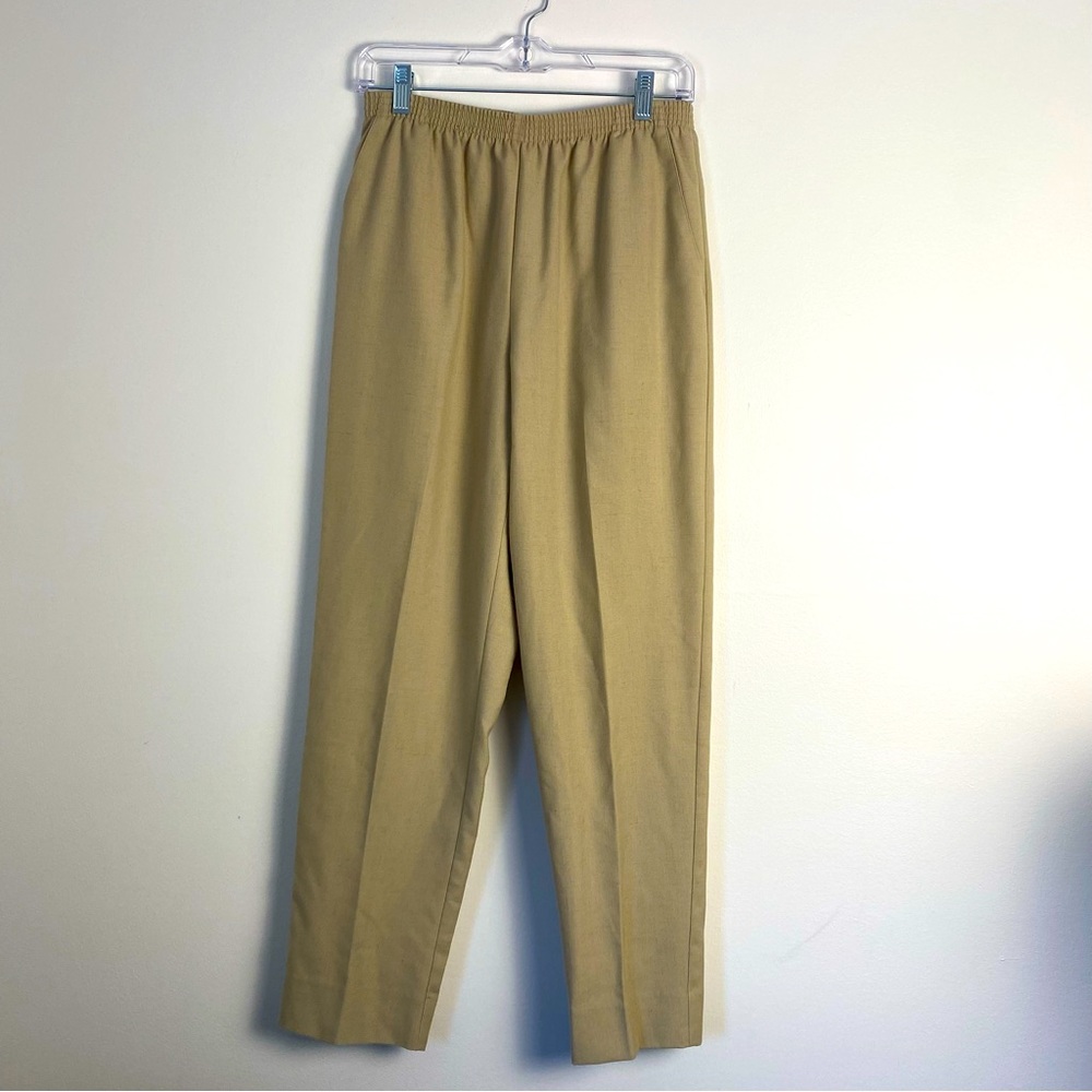 Alfred Dunne Linen blend Pull on pants elastic waist cream lightweight size 8
